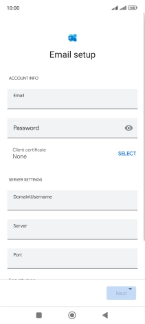 Press Password and key in the password for your email account.