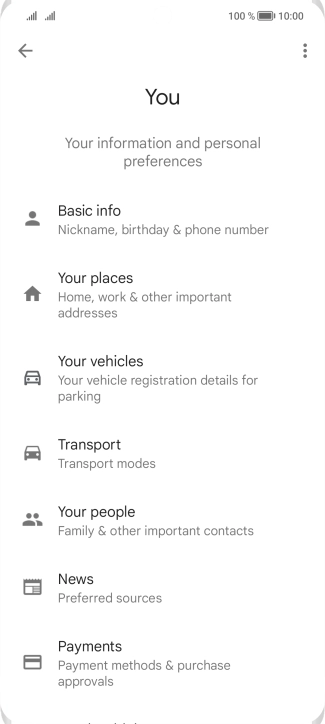 Press Basic info and follow the instructions on the screen to select phone owner settings.