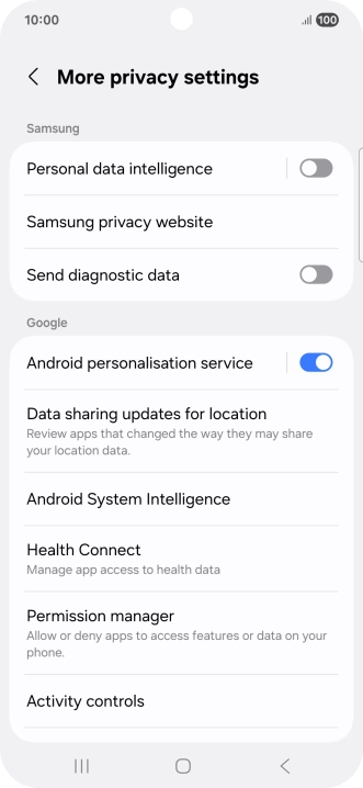 Press Permission manager.
