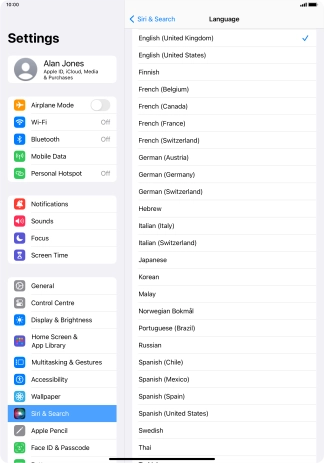 Press the required language.