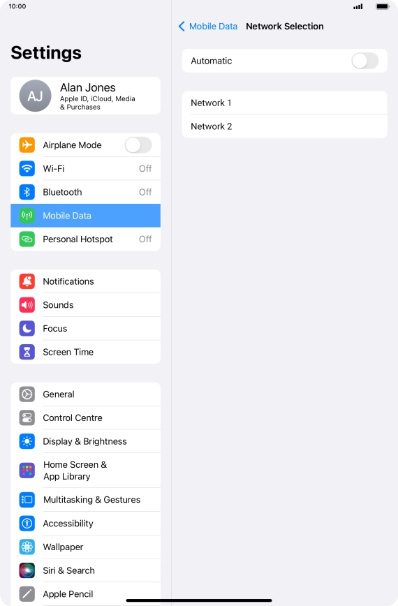 If you turn off the function, press the required network.