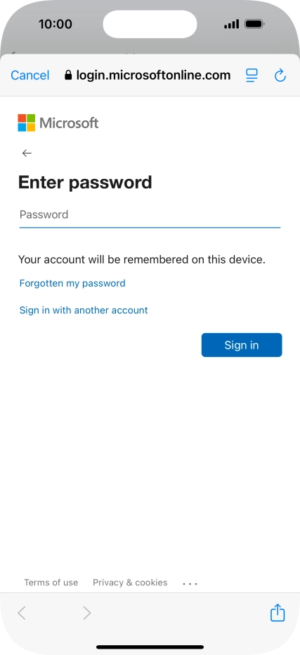 Press Password and key in the password for your email account.