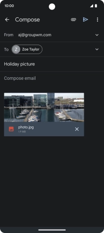 Press the text input field and write the text for your email message.