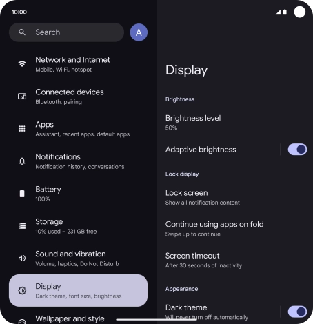 Press Screen timeout. Press Screen timeout.