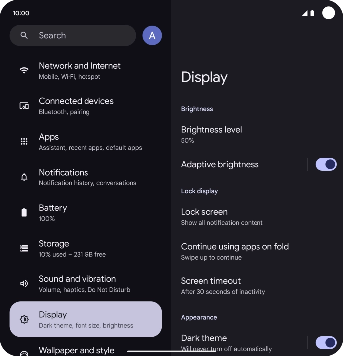 Press Screen timeout. Press Screen timeout.