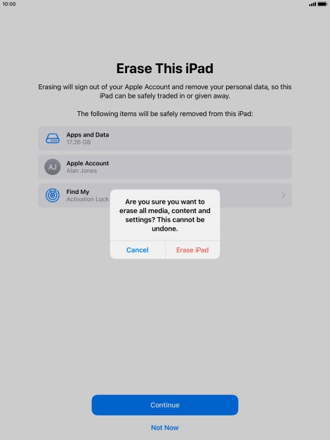 Press Erase iPad. Press Erase iPad.
