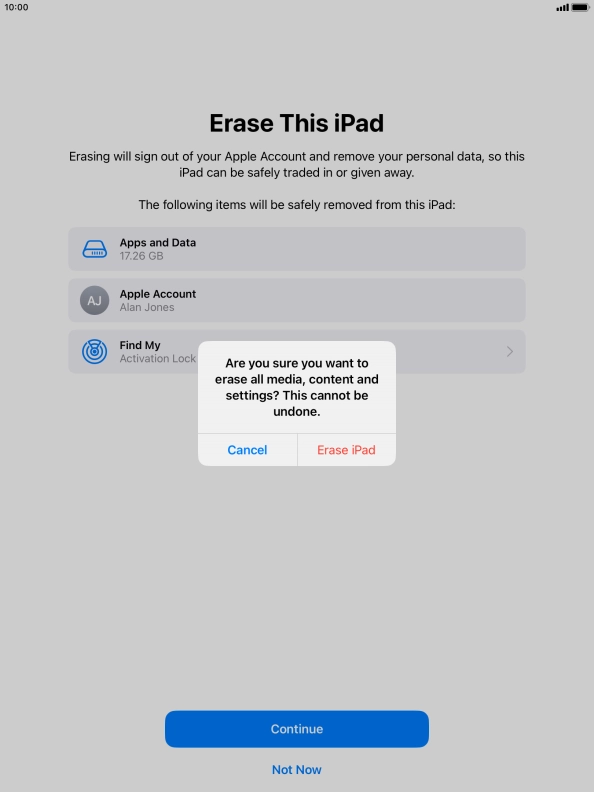 Press Erase iPad. Press Erase iPad.