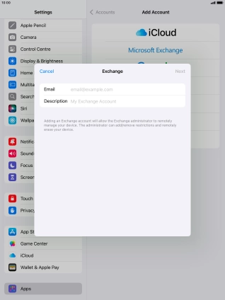 Press Email and key in your email address.