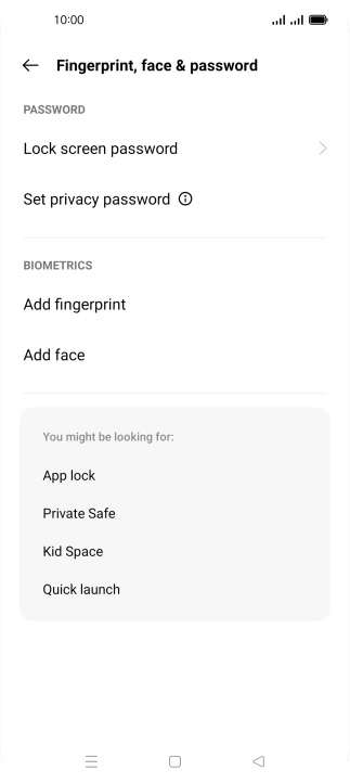 Press Lock screen password and key in the additional phone lock code you created earlier.