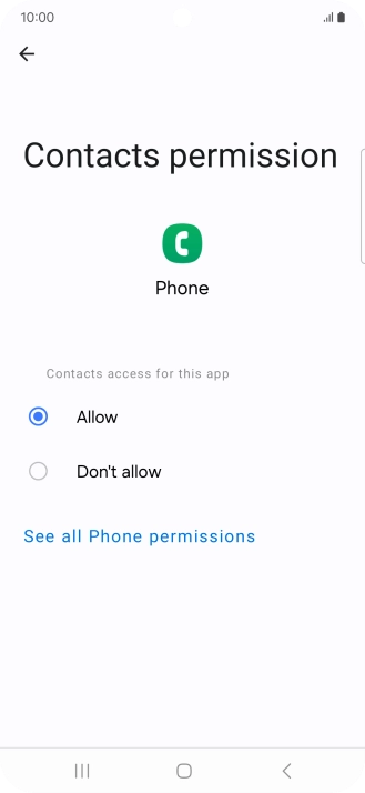 Press the required setting.