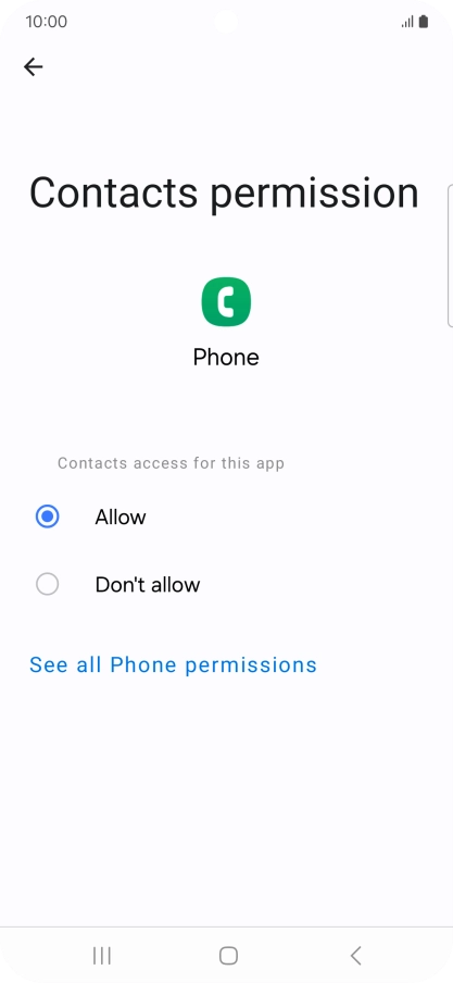 Press the required setting.