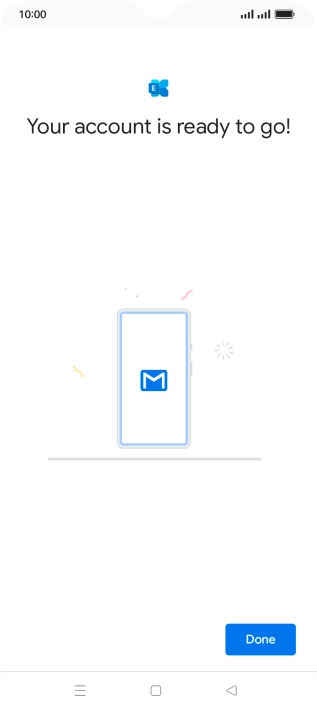 If this screen is displayed, your email account has been recognised and is being set up automatically. Follow the instructions on the screen to key in more information and finish setting up your phone.