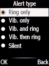Select Vib. only to turn on vibration.