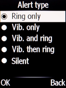 Select Vib. only to turn on vibration.