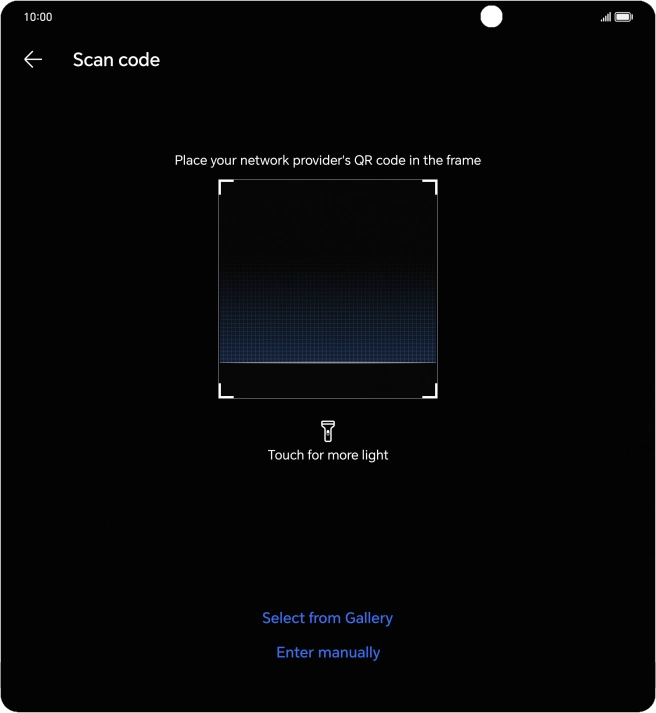 Place the QR code you've received inside the phone camera frame to scan the code. Your eSIM is transferred to your new phone over the internet.