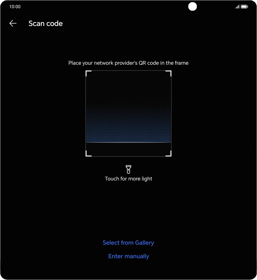 Place the QR code you've received inside the phone camera frame to scan the code. Your eSIM is transferred to your new phone over the internet.