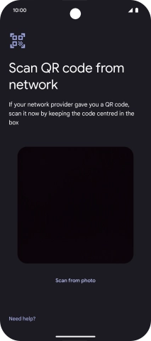 Place the QR code you've received inside the phone camera frame to scan the code. If you’ve deleted your eSIM, you can re-add it using your existing QR code. If you’re having problems, see our FAQ. Place the QR code you've received inside the phone camera frame to scan the code. If you’ve deleted your eSIM, you can re-add it using your existing QR code. If you’re having problems, see our FAQ.