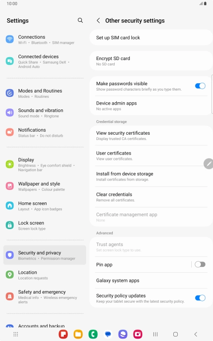 Press Set up SIM card lock. Press Set up SIM card lock.