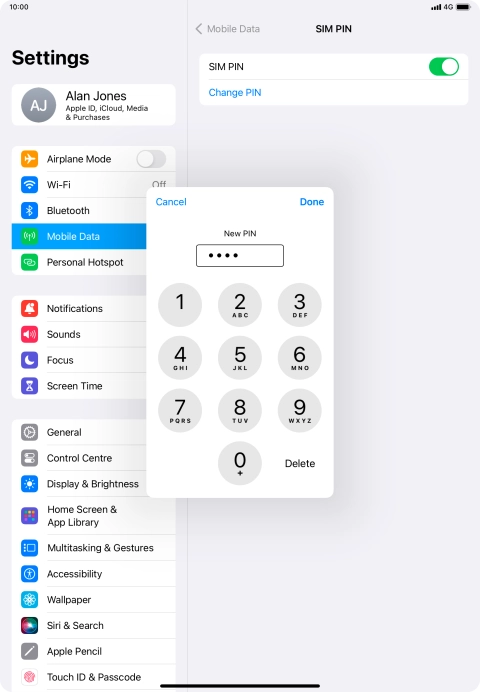 Key in a new four-digit PIN and press Done.