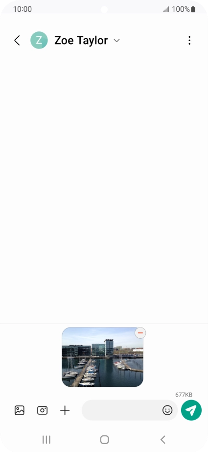 Press the text input field and write the text for your picture message. Press the text input field and write the text for your picture message.