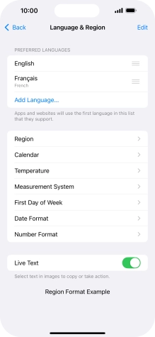 To subsequently select another language as the default language, press the move icon next to the required language and drag it to the top of the list.