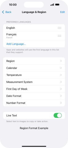 To subsequently select another language as the default language, press the move icon next to the required language and drag it to the top of the list.