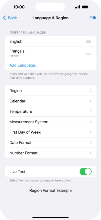 To subsequently select another language as the default language, press the move icon next to the required language and drag it to the top of the list.