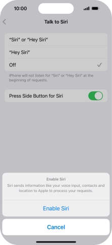 Press Enable Siri. Press Enable Siri.