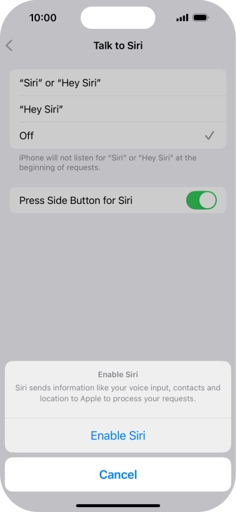 Press Enable Siri. Press Enable Siri.