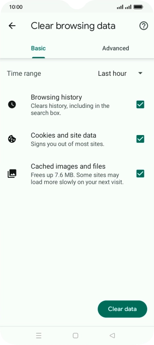 Press the fields next to the required data types.