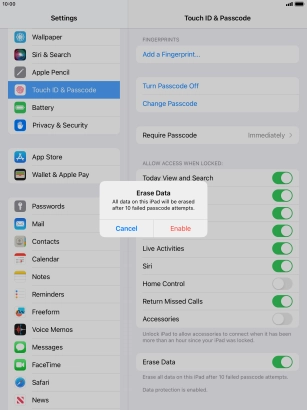 If you turn on the function, press Enable.