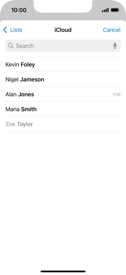 Press the required contact.