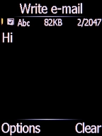 Write the required message and press the Left selection key.