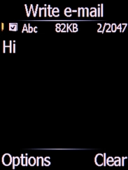 Write the required message and press the Left selection key.