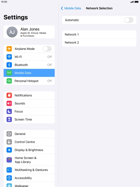 If you turn off the function, press the required network.