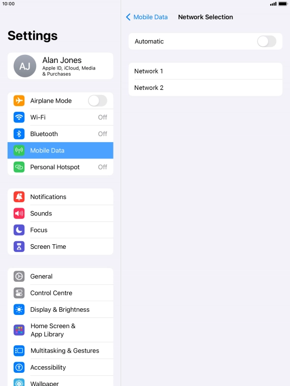 If you turn off the function, press the required network.
