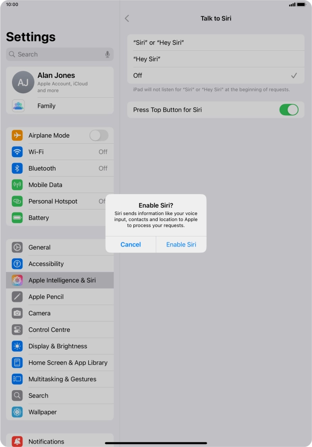 Press Enable Siri.