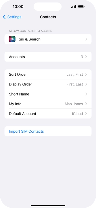 Press Import SIM Contacts.