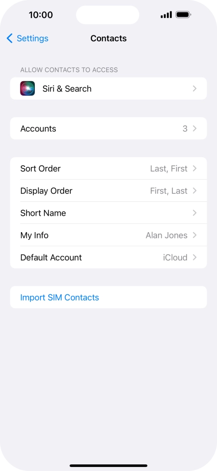 Press Import SIM Contacts.