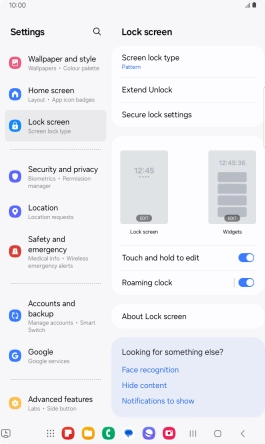Press Screen lock type and key in the current lock code.