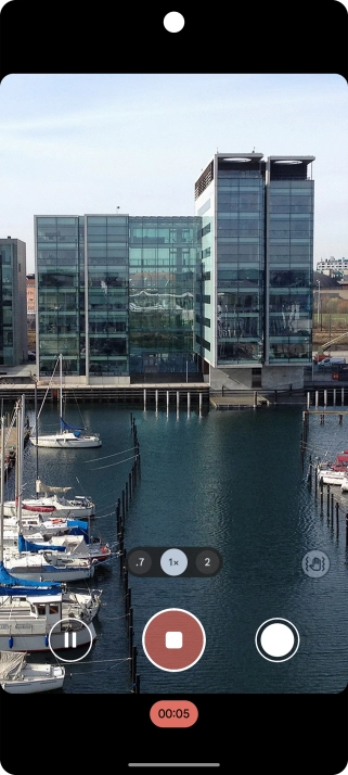 Press the stop icon to stop recording.