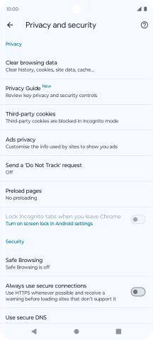 Press Clear browsing data. Press Clear browsing data.