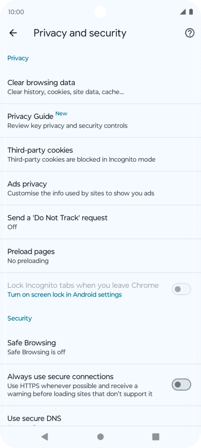 Press Clear browsing data. Press Clear browsing data.