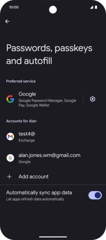 Press the required email account.