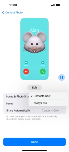Press the required setting. Press the required setting.