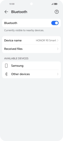 Press the required Bluetooth device and follow the instructions on the screen to pair the device with your phone.