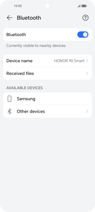 Press the required Bluetooth device and follow the instructions on the screen to pair the device with your phone.