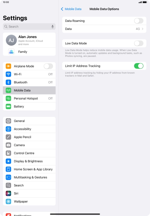Press the indicator next to 
