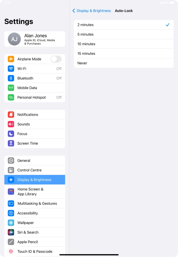 Press the required setting. Press the required setting.
