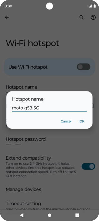 Key in the required Wi-Fi hotspot name and press OK.